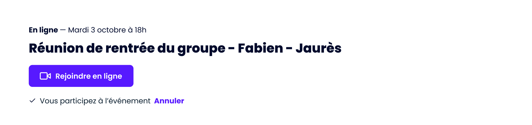 Action Populaire - Bouton Rejoindre en ligne pour événements en visioconférence