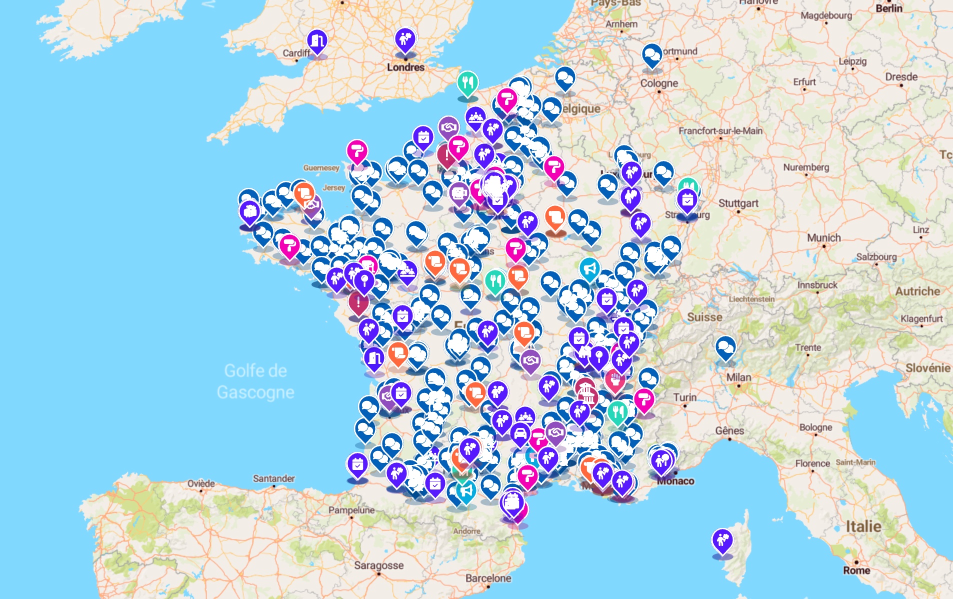 Action Populaire - Carte des groupes d'action en France